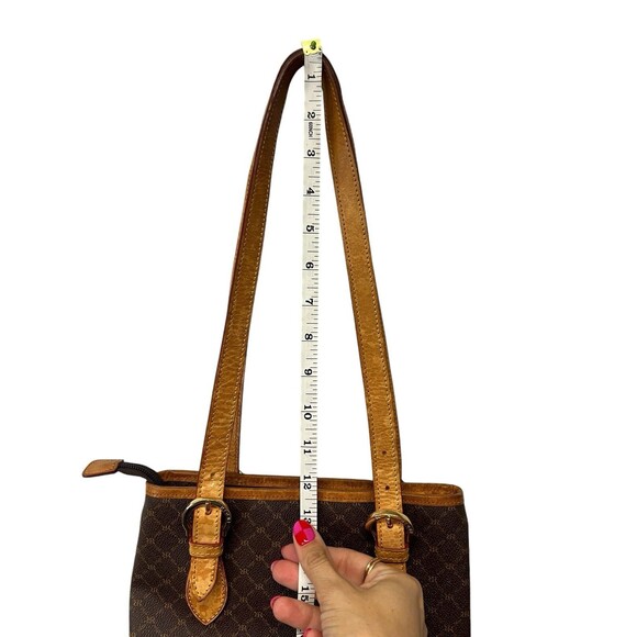 Vintage Rioni Brown Canvas Logo Print Tote Shoulder Bucket Bag Handbag Italy - Picture 12 of 16